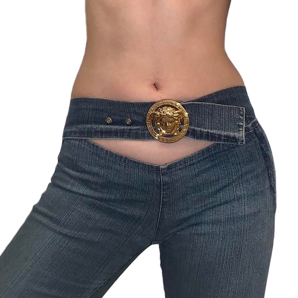 Versace Gold Buckle Medusa Jeans